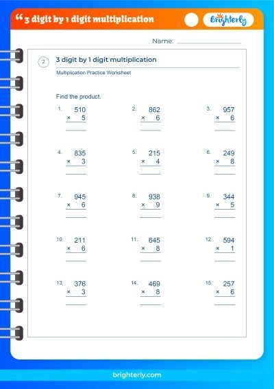 FREE 3 Digit By 1 Digit Multiplication Worksheets PDFs Brighterly