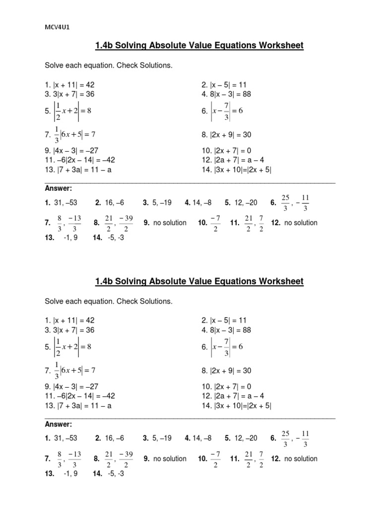 Free Absolute Value Equation Worksheet Download Free Absolute Value 