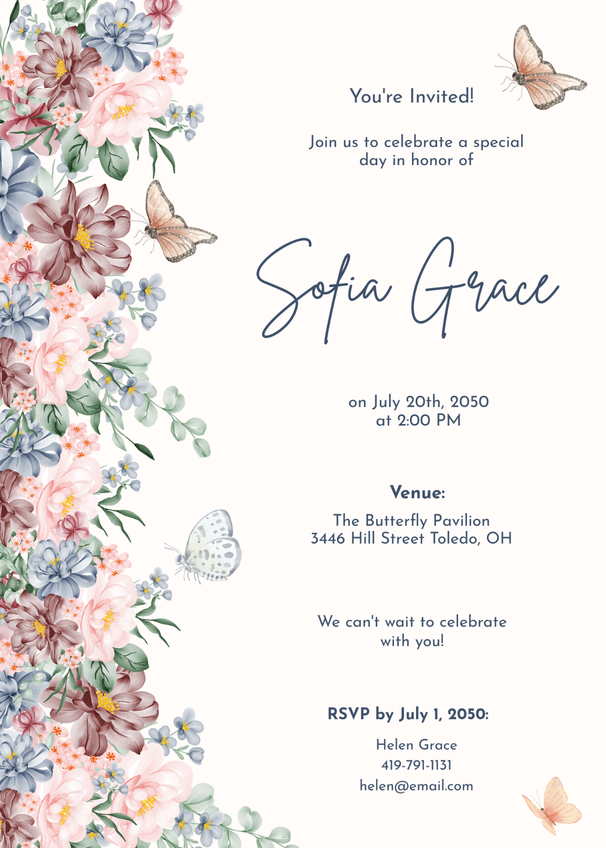 Free Background Purple Floral Invitation Template To Edit Online