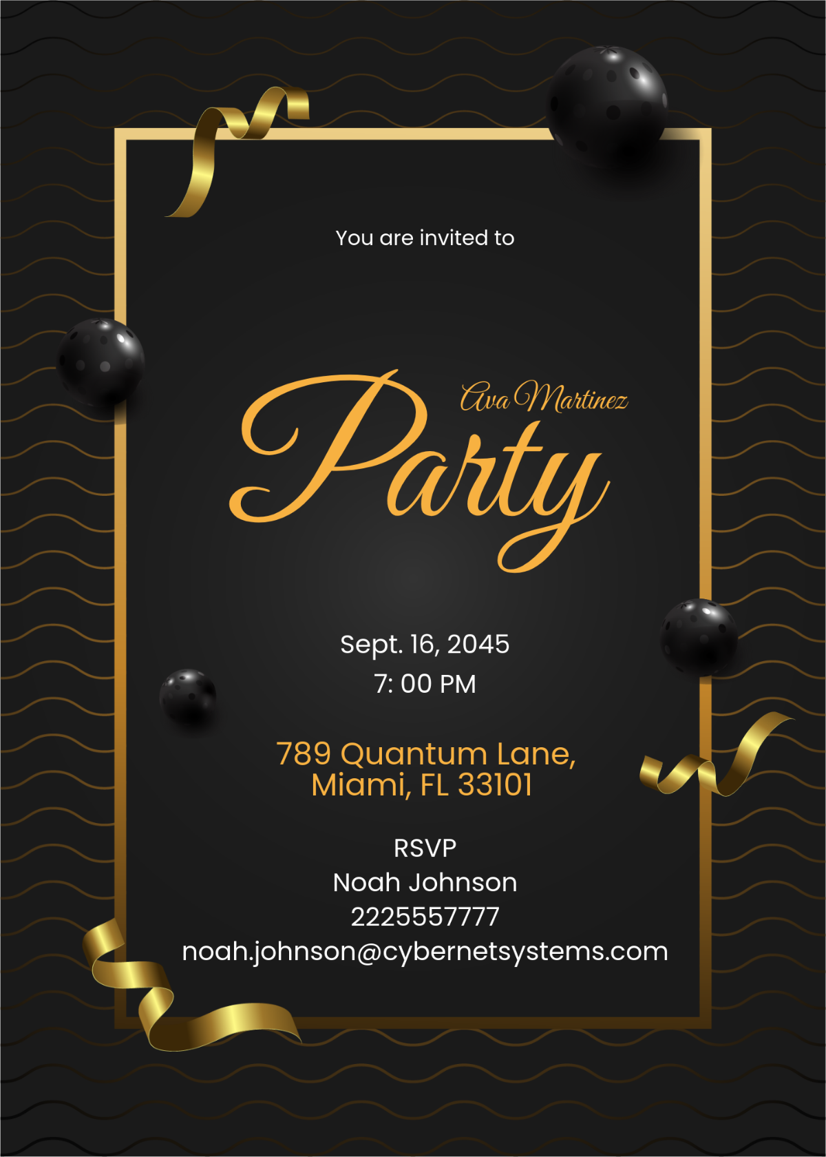 Free Black And Gold Party Invitation Template To Edit Online
