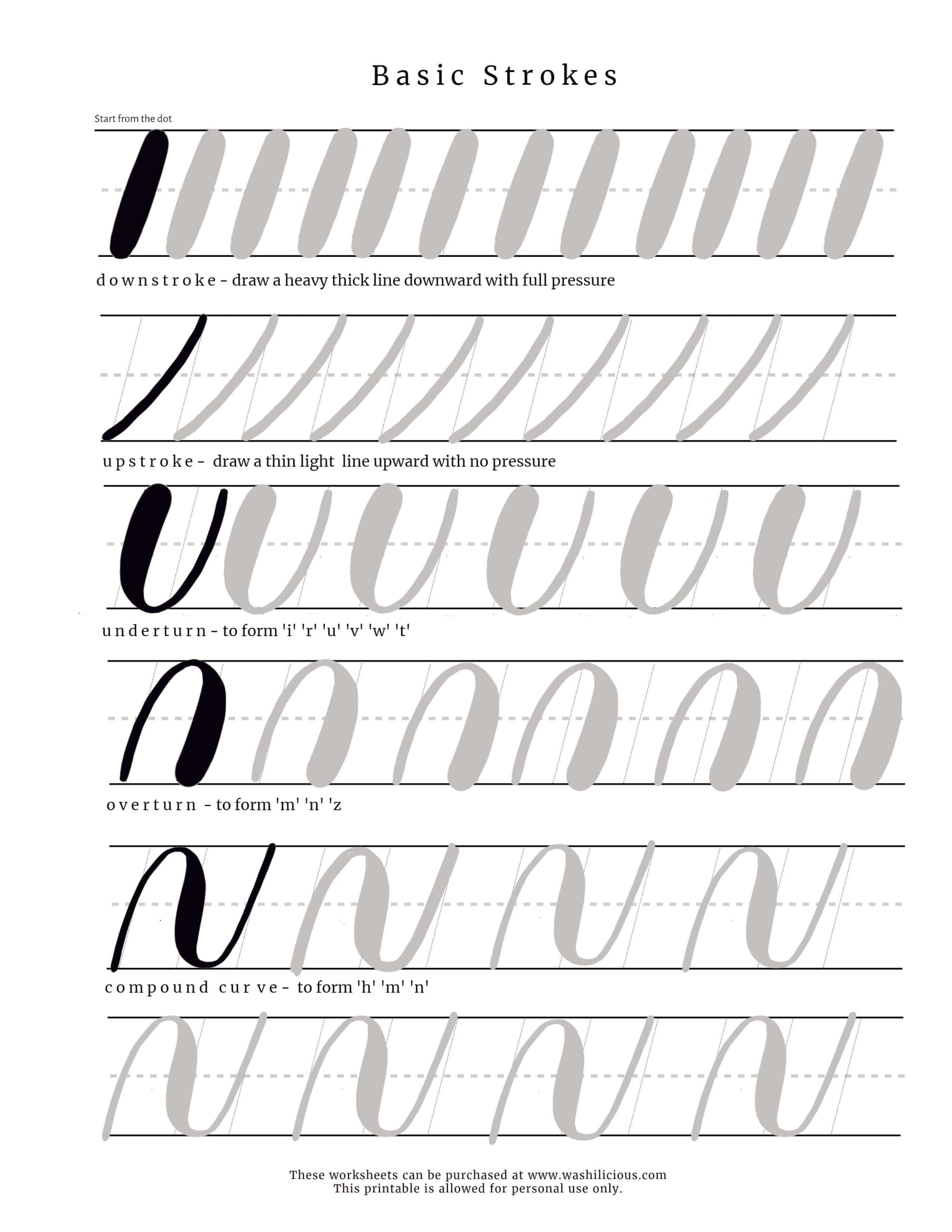 printable brush pen calligraphy worksheet