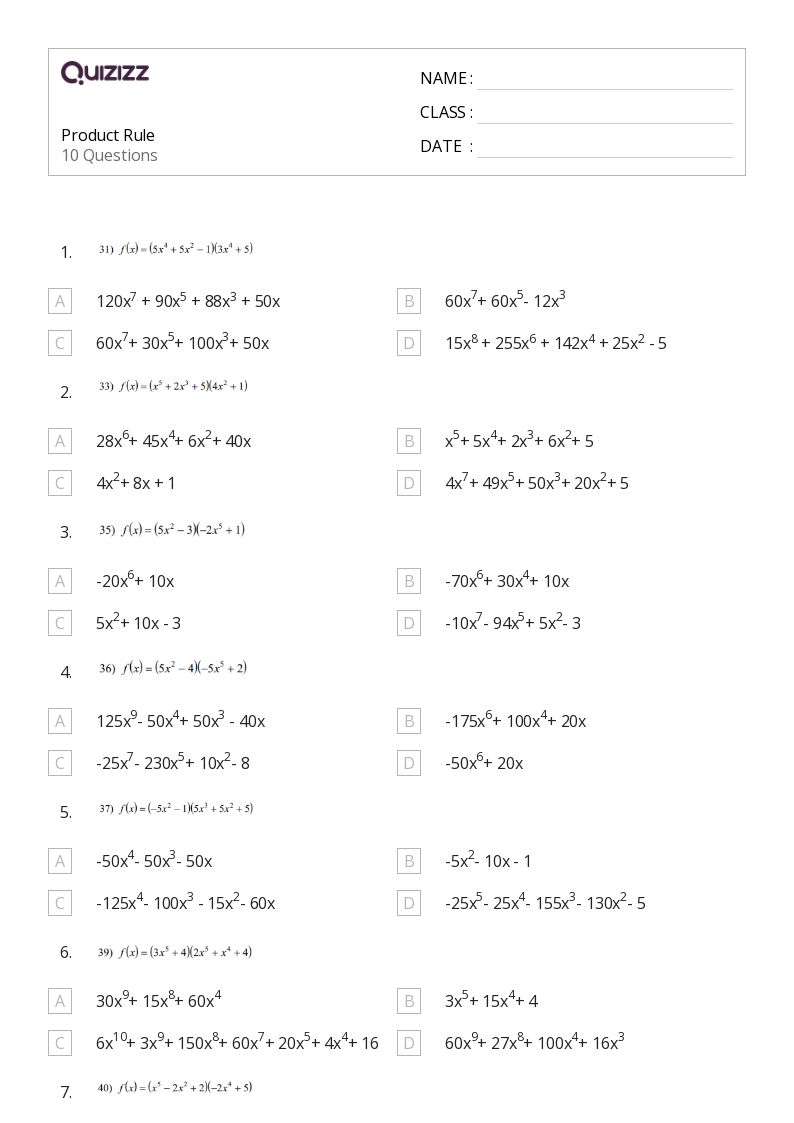 chain rule worksheet