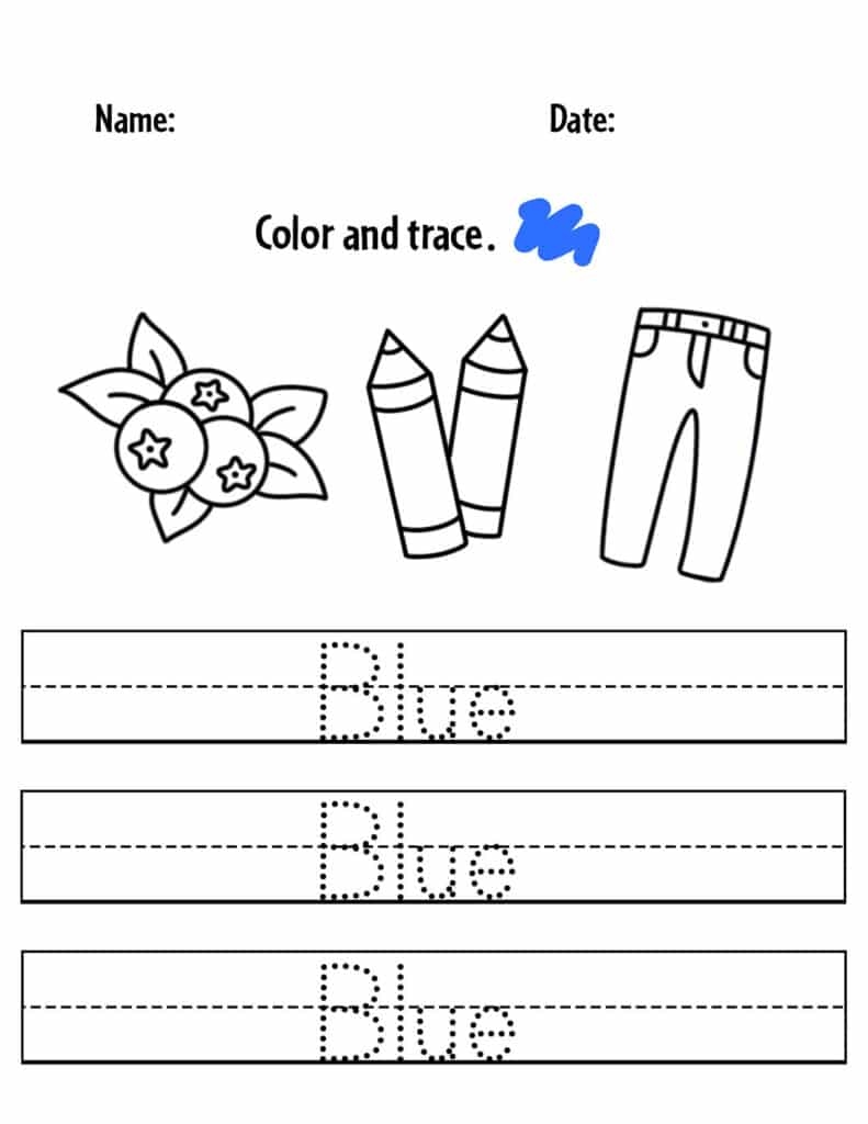 blue worksheets preschool