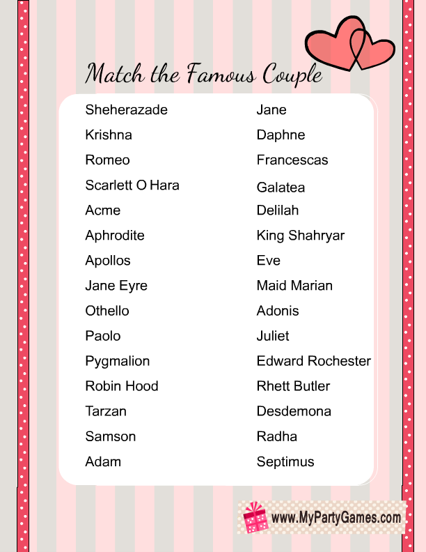Free Couples Games Printable