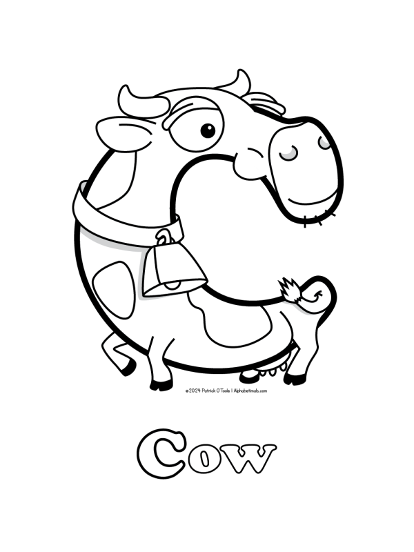 Free Cow Coloring Page Alphabetimals