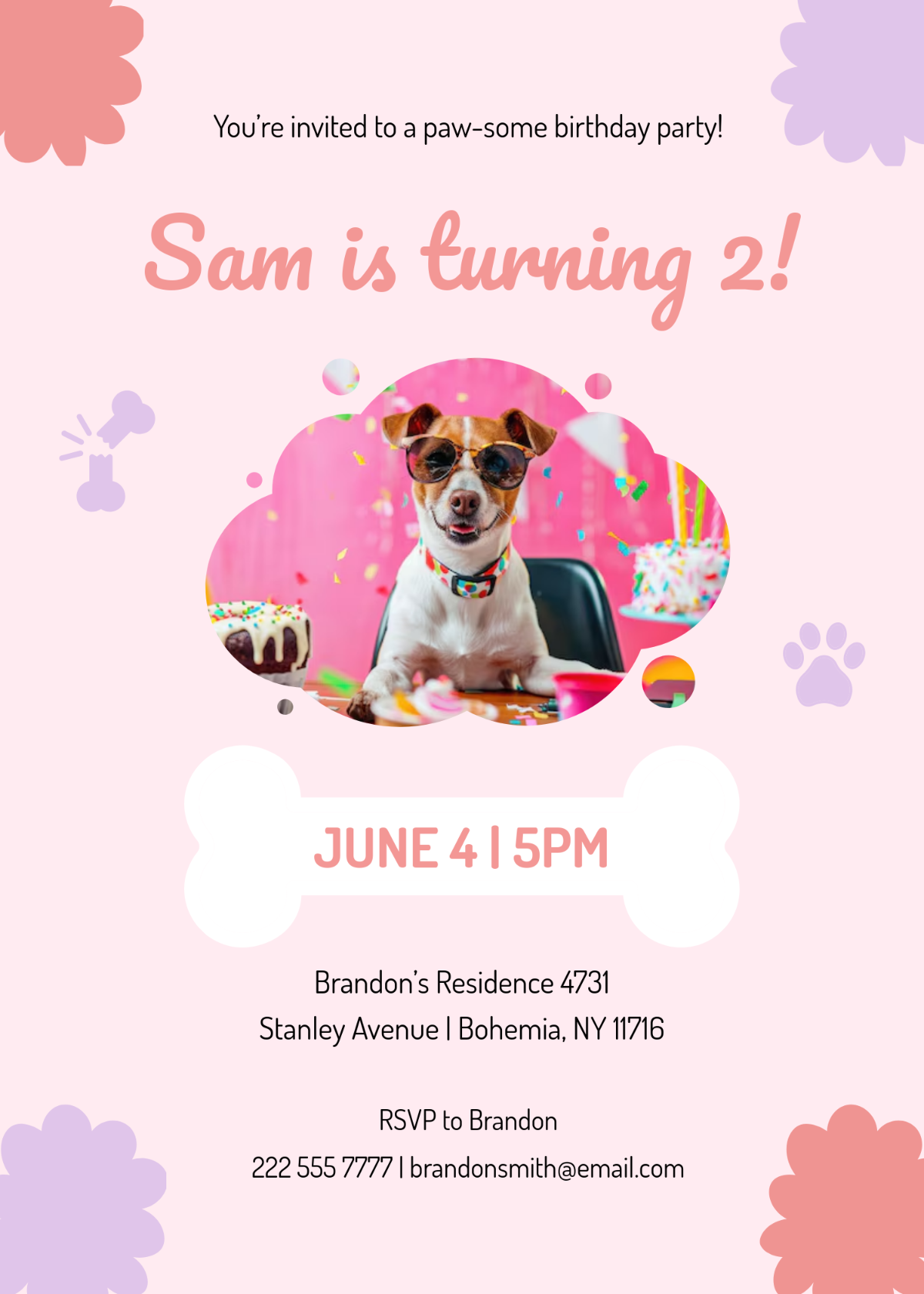 printable free dog party invitation template