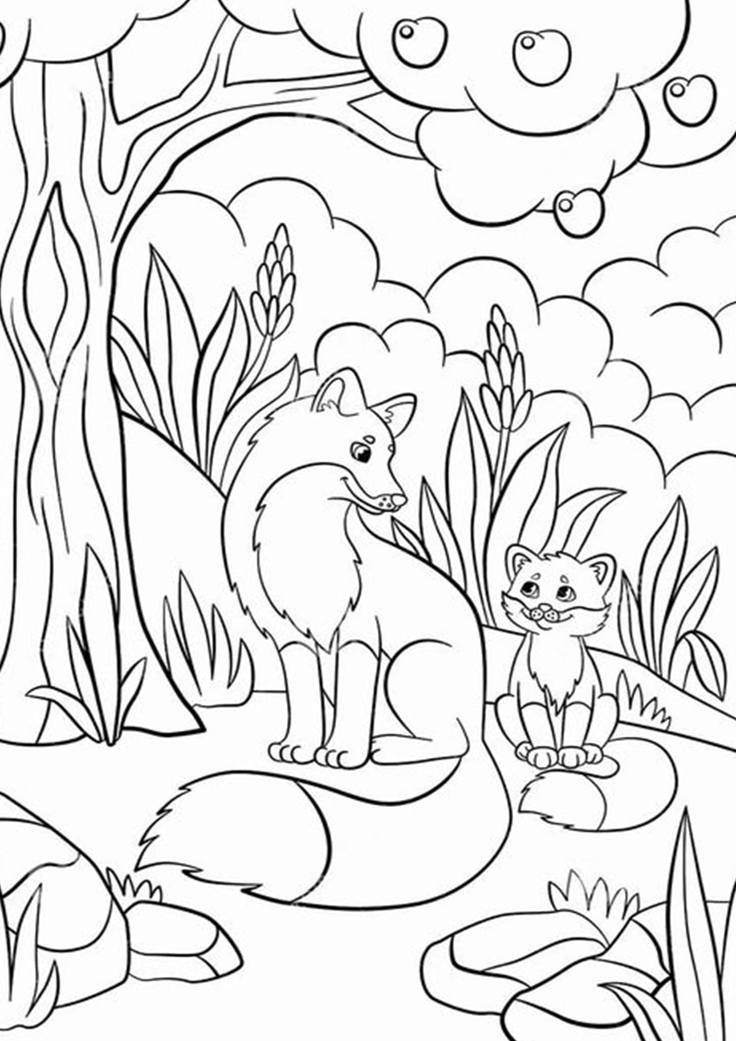 fox coloring page free