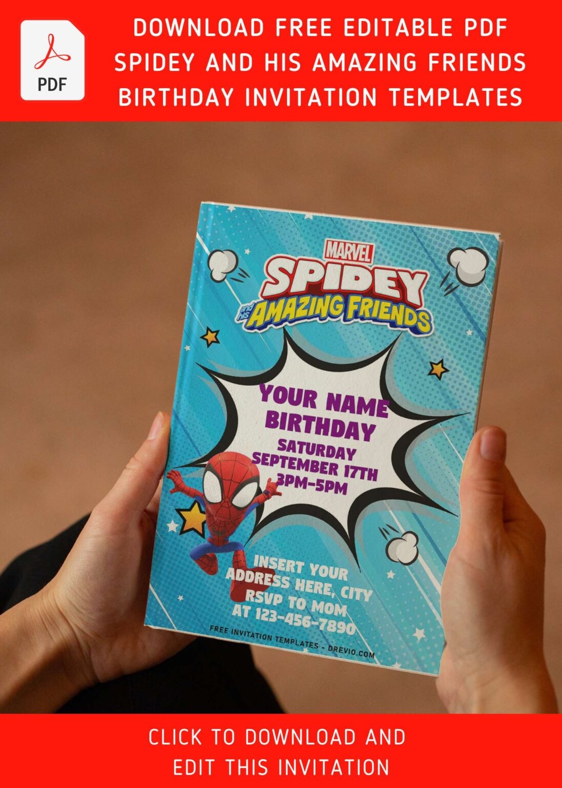 Free Editable PDF Epic Spidey And His Amazing Friends Birthday 