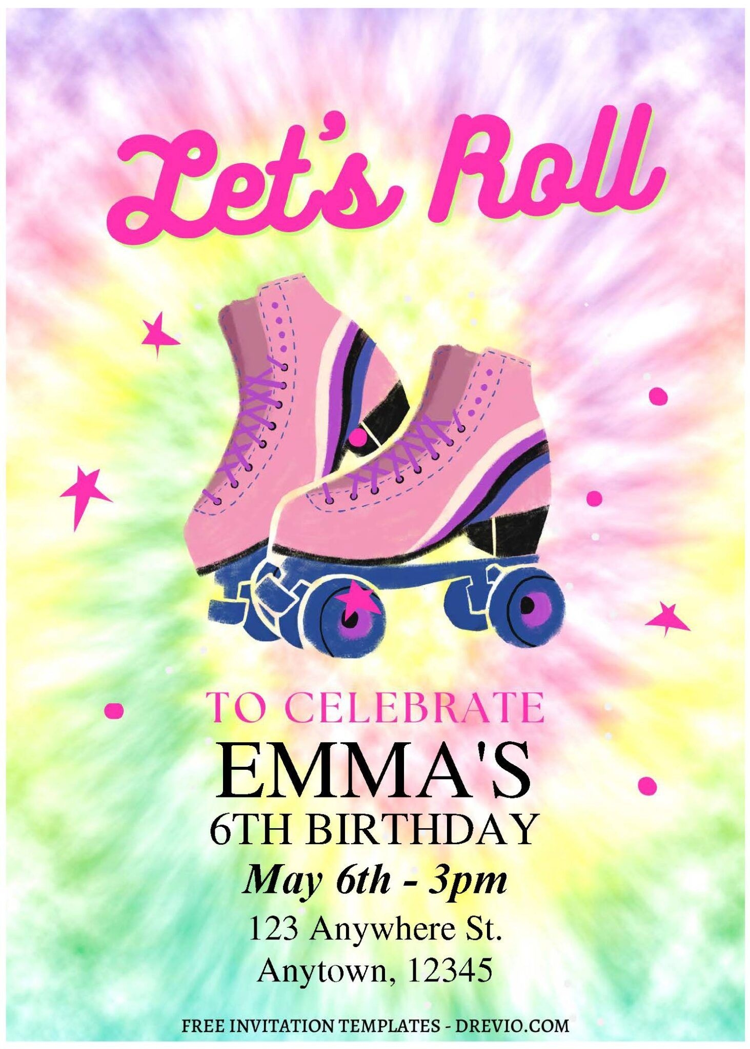 roller skate birthday invitation templates