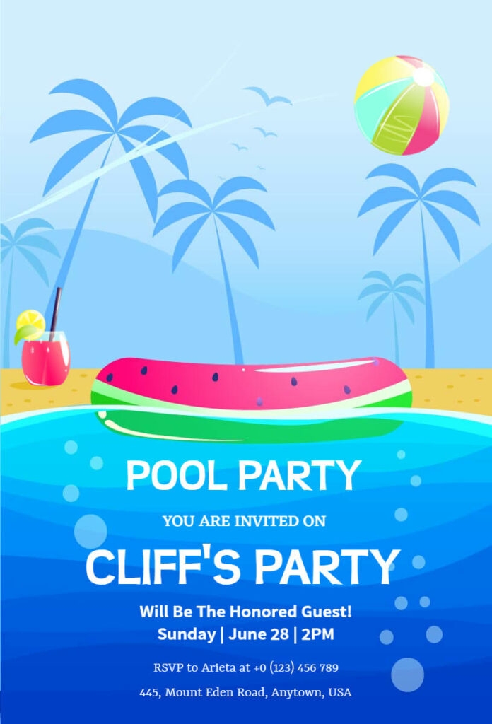 Free Editable Pool Party Invitation Templates