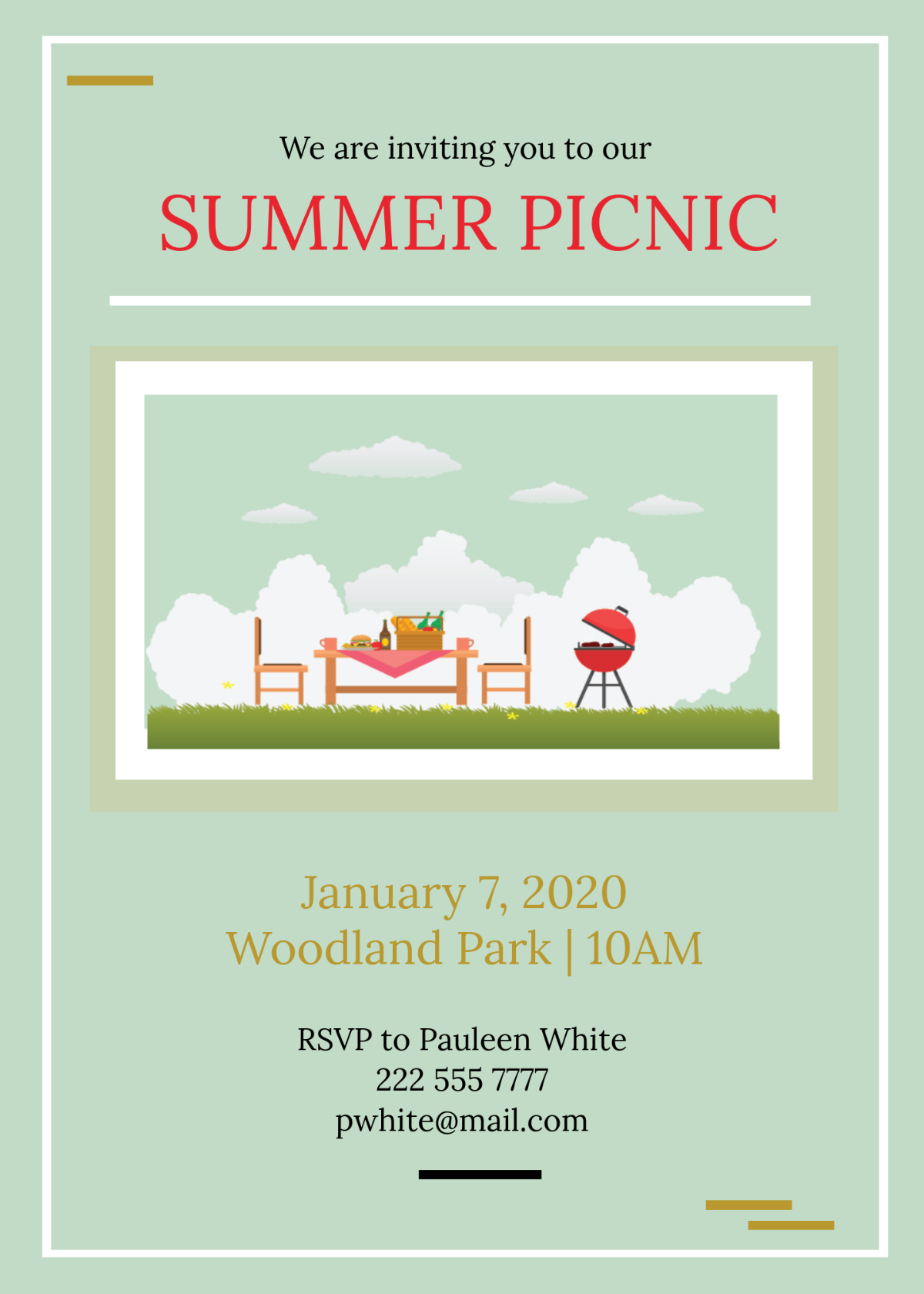 picnic birthday invitation template