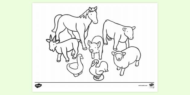 printable colouring pictures of farm animals