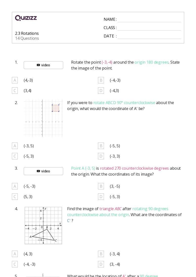 8th grade geometry worksheets