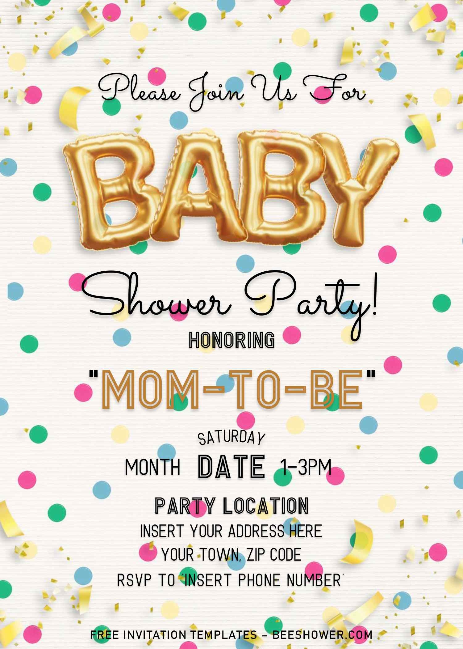 Free Gold Balloons Second Birthday Invitation Templates For Word FREE 