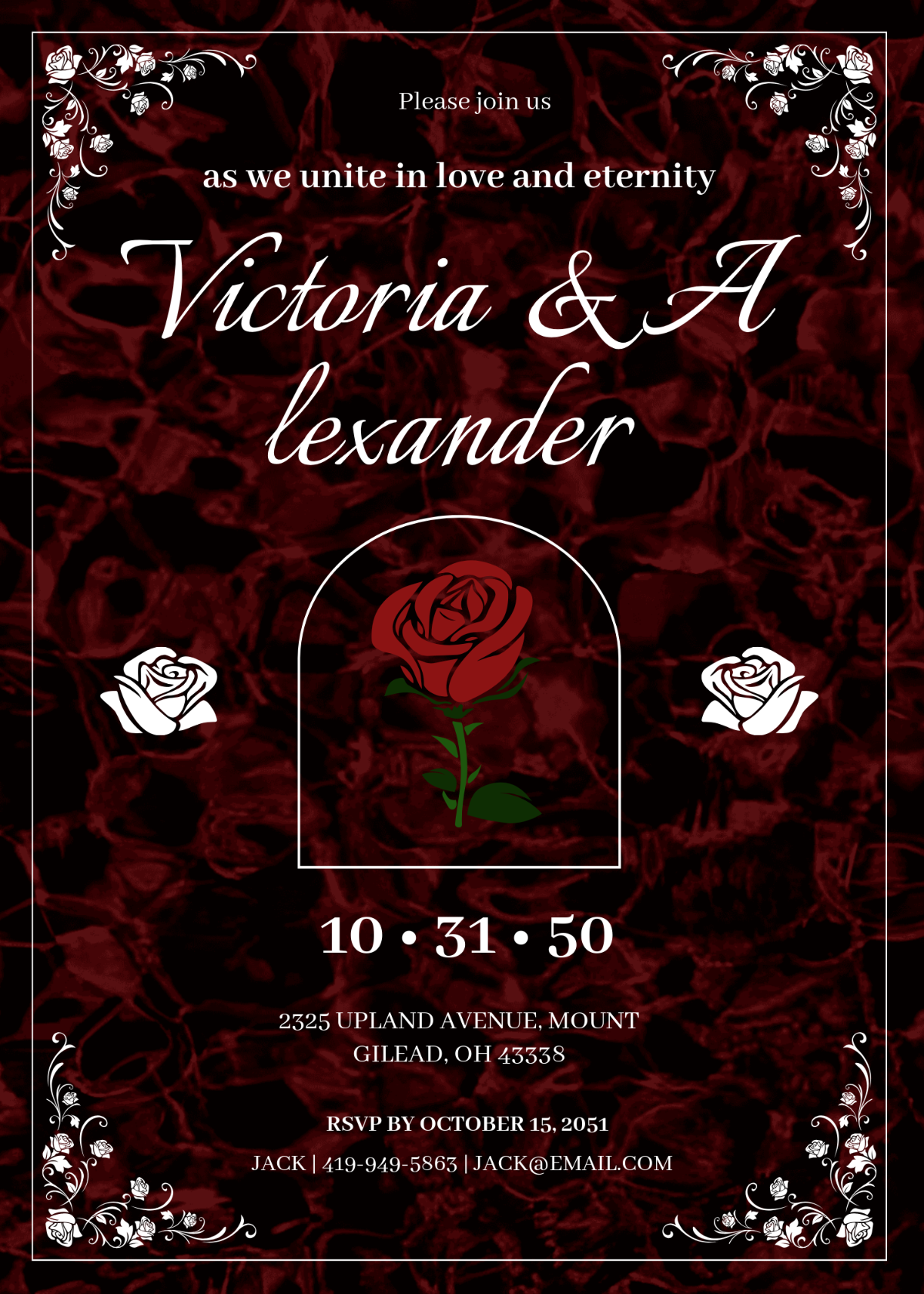 Free Gothic Rose Invitation Template To Edit Online