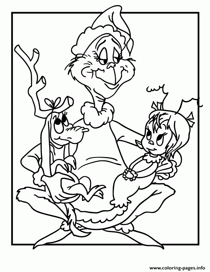 Free Grinch With Kids Coloring Page Printable