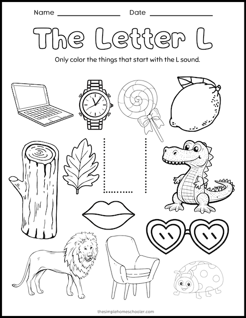 trace letter l worksheet
