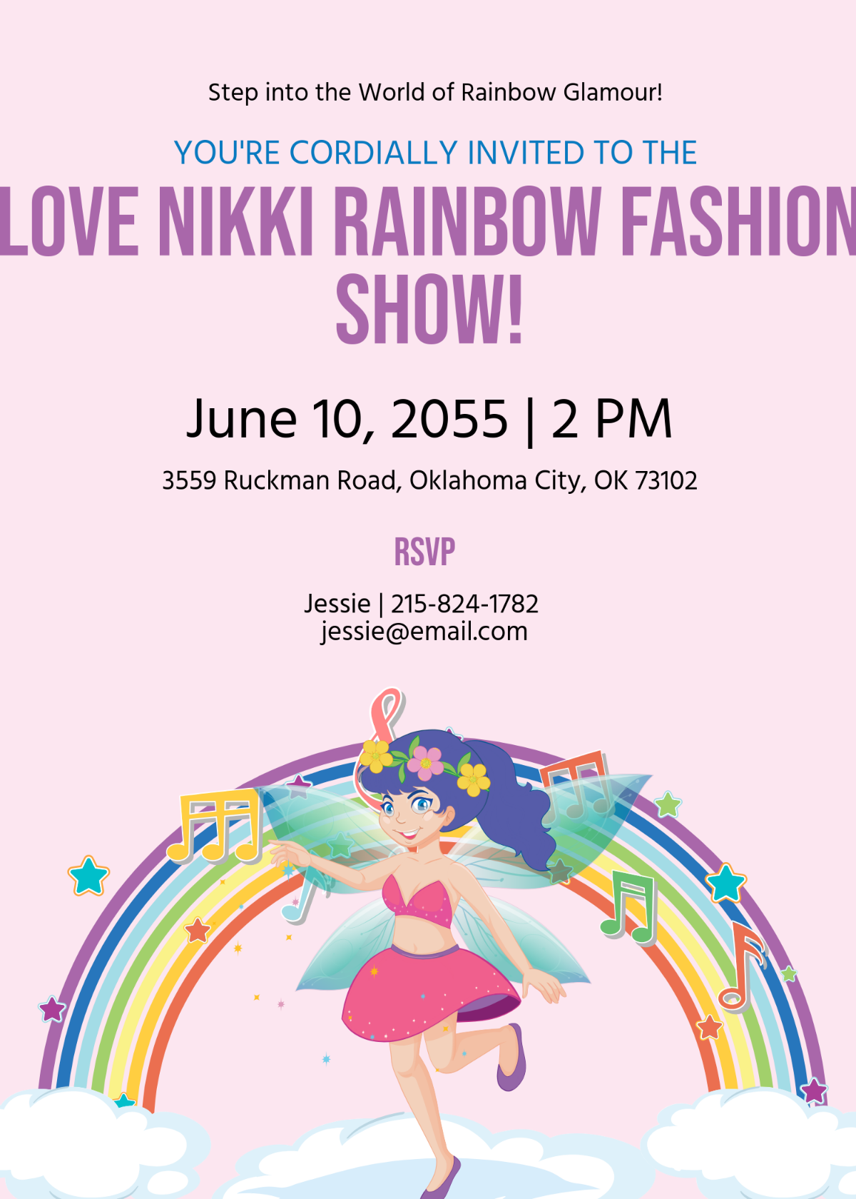 Free Love Nikki Rainbow Invitation Template To Edit Online