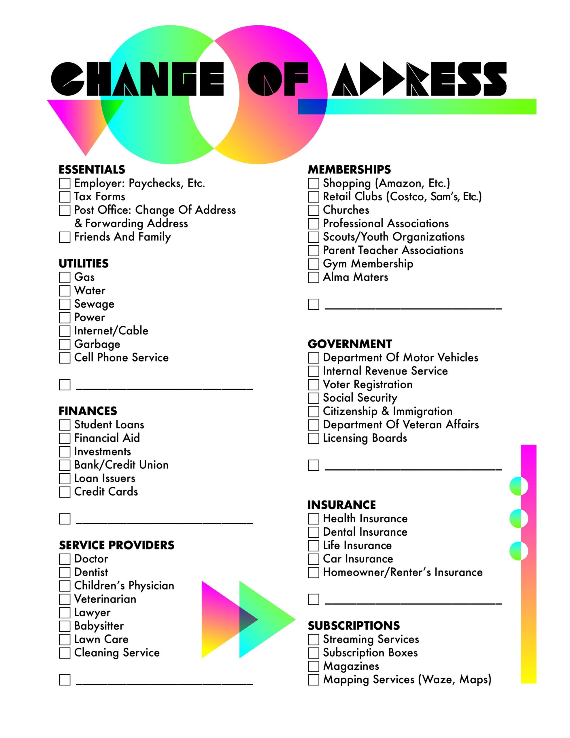Free Moving Checklist Printable This Change Of Address Template