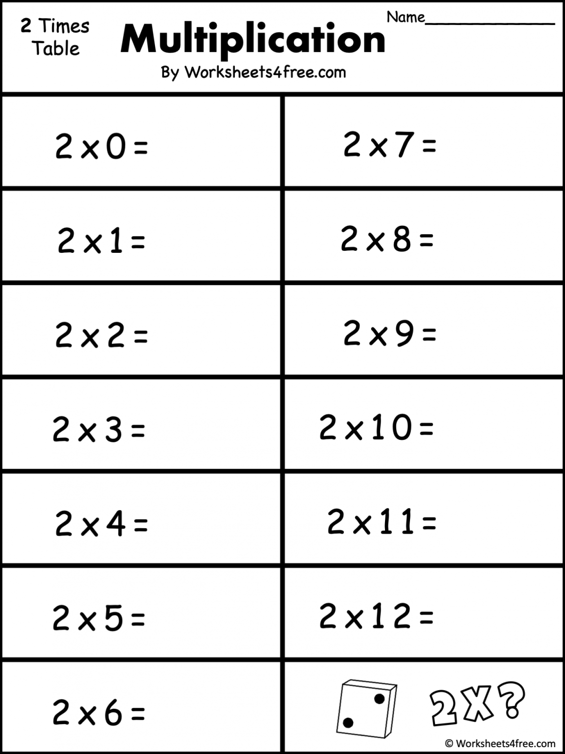 12 multiplication facts worksheet