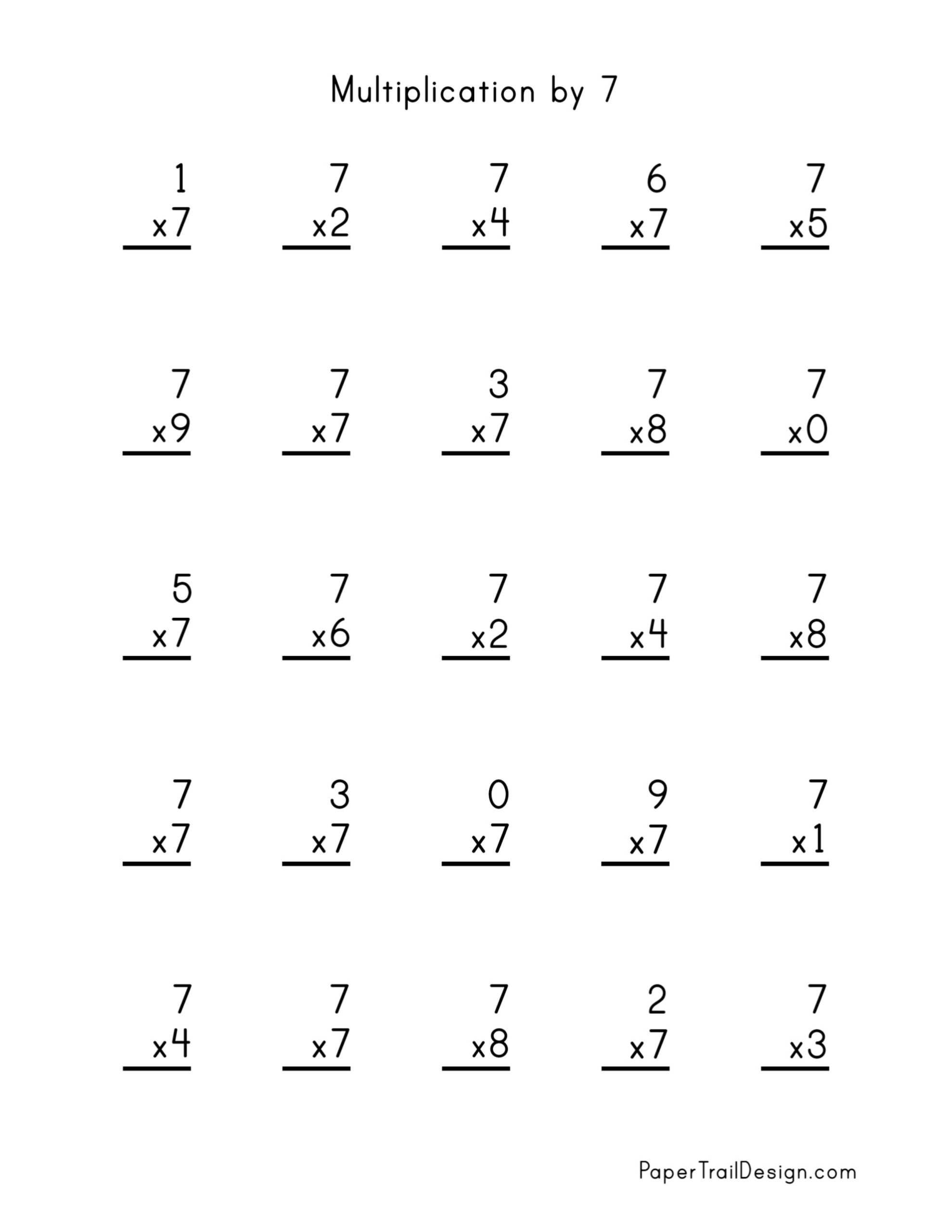 7s multiplication worksheet