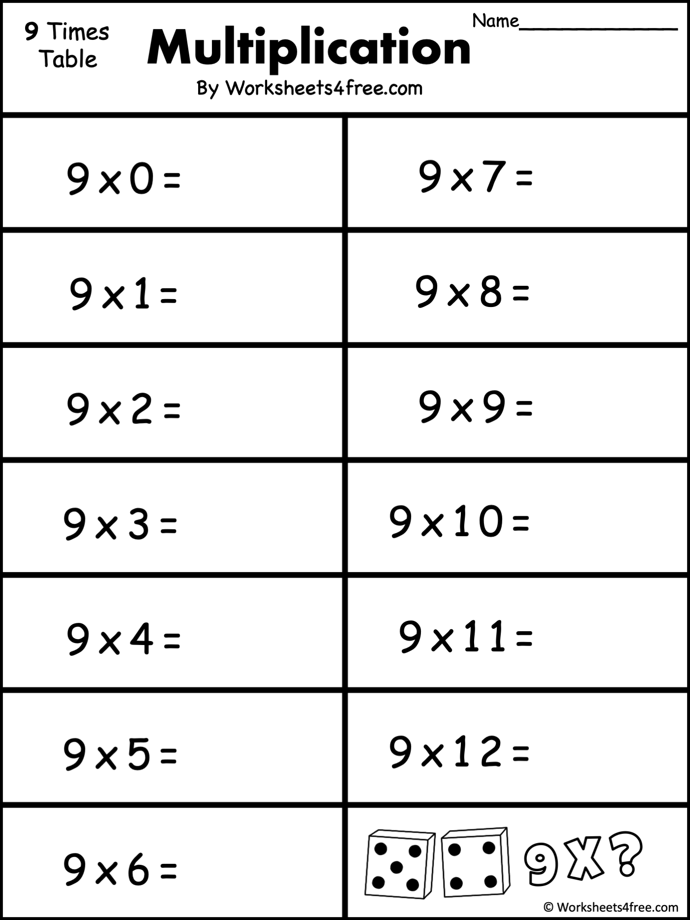 7 multiplication facts worksheet