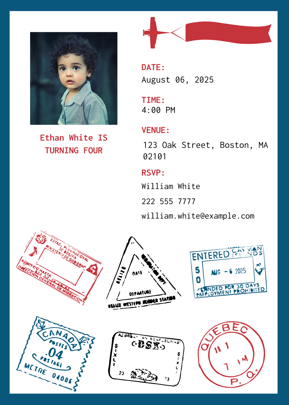 Free Passport Invitation Template To Edit Online