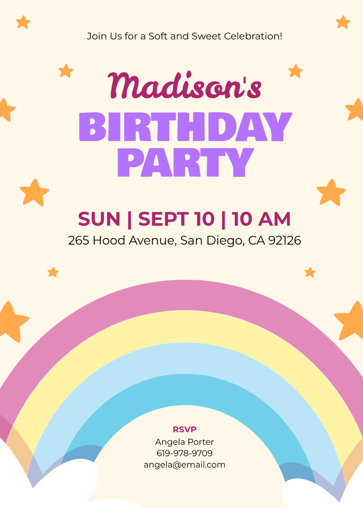 rainbow invitation template