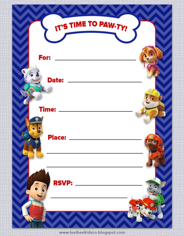 paw patrol free printable invitation template