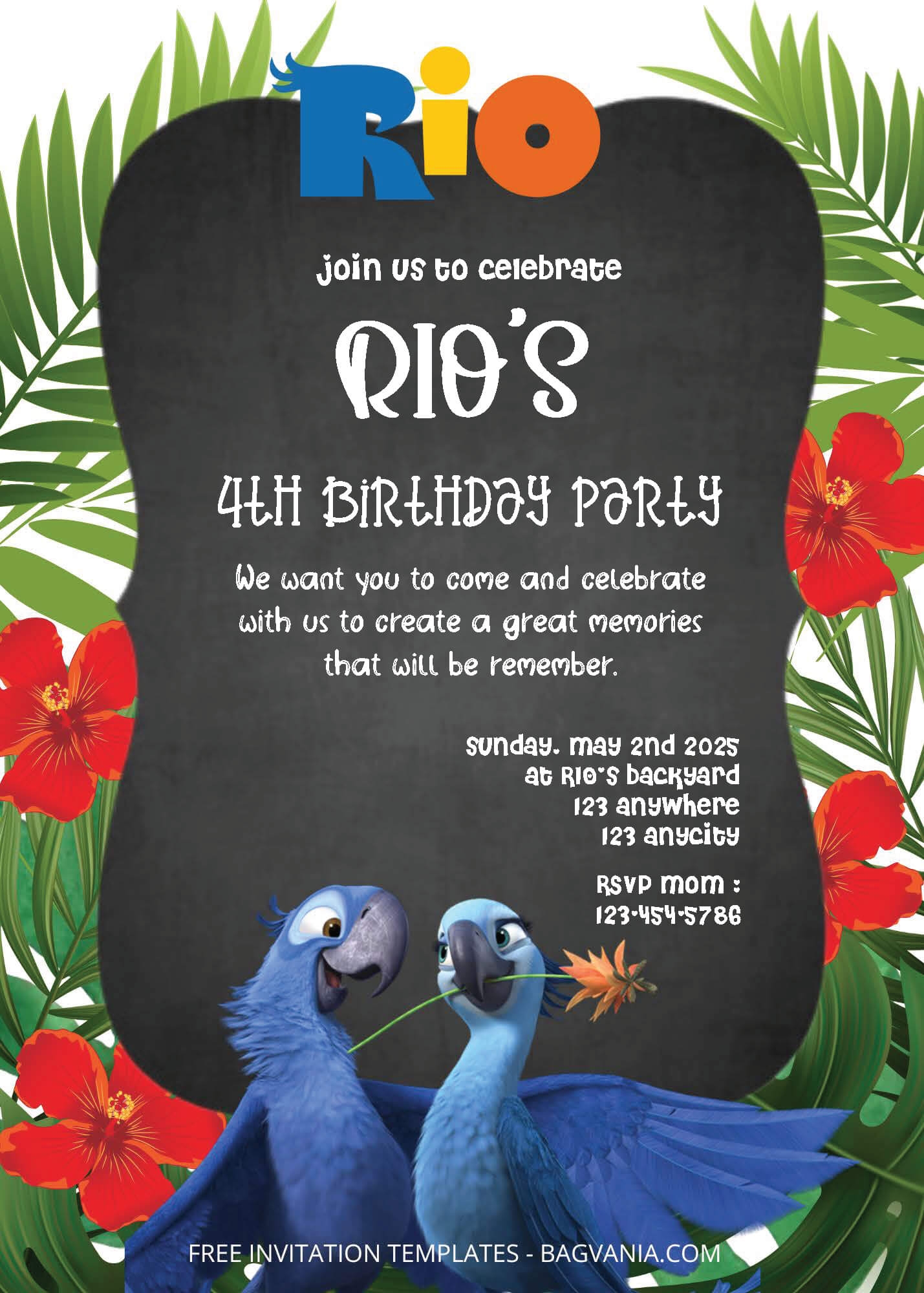 FREE PDF Invitation Rio Birthday Invitation Templates Bagvania