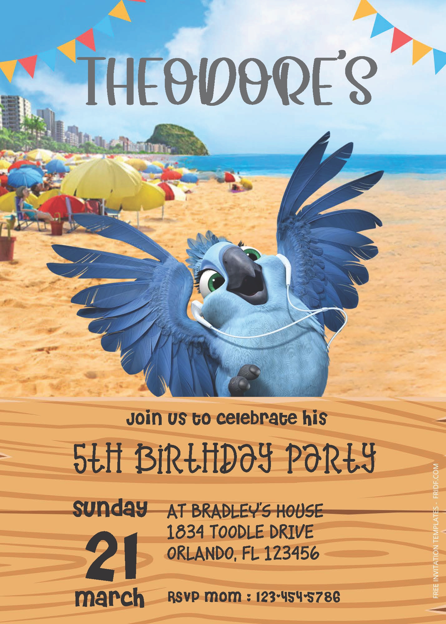 rio birthday invitation template