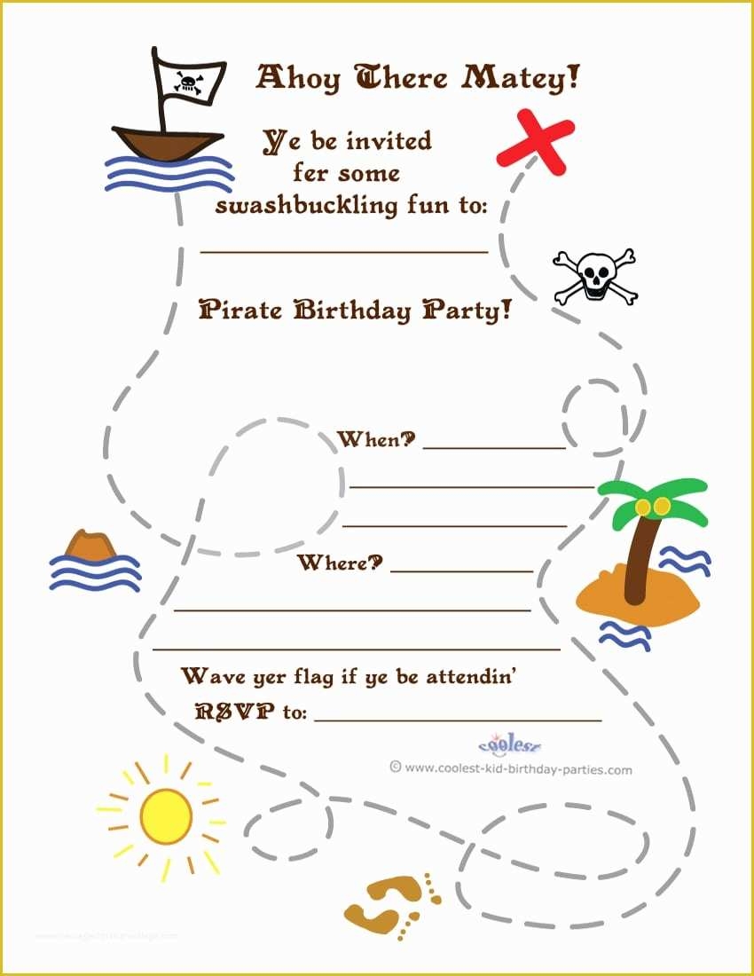 pirate map invitation template