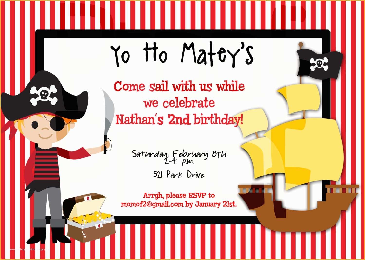 Free Pirate Invitation Template Of Pirate Party Birthday Invitation 