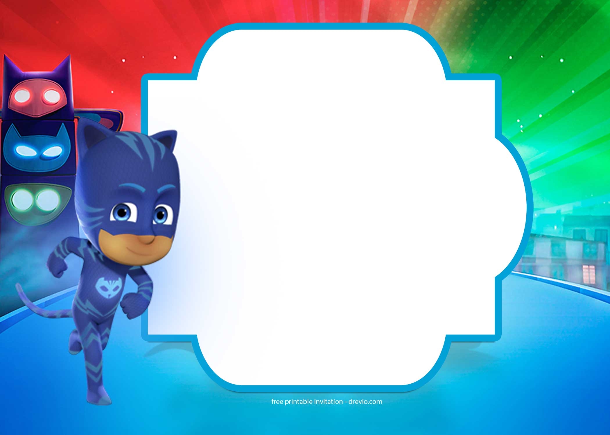 pj masks invitation template free