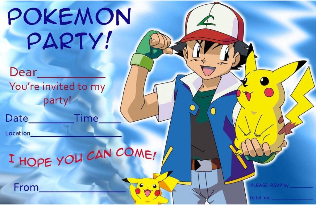 pikachu birthday invitation template