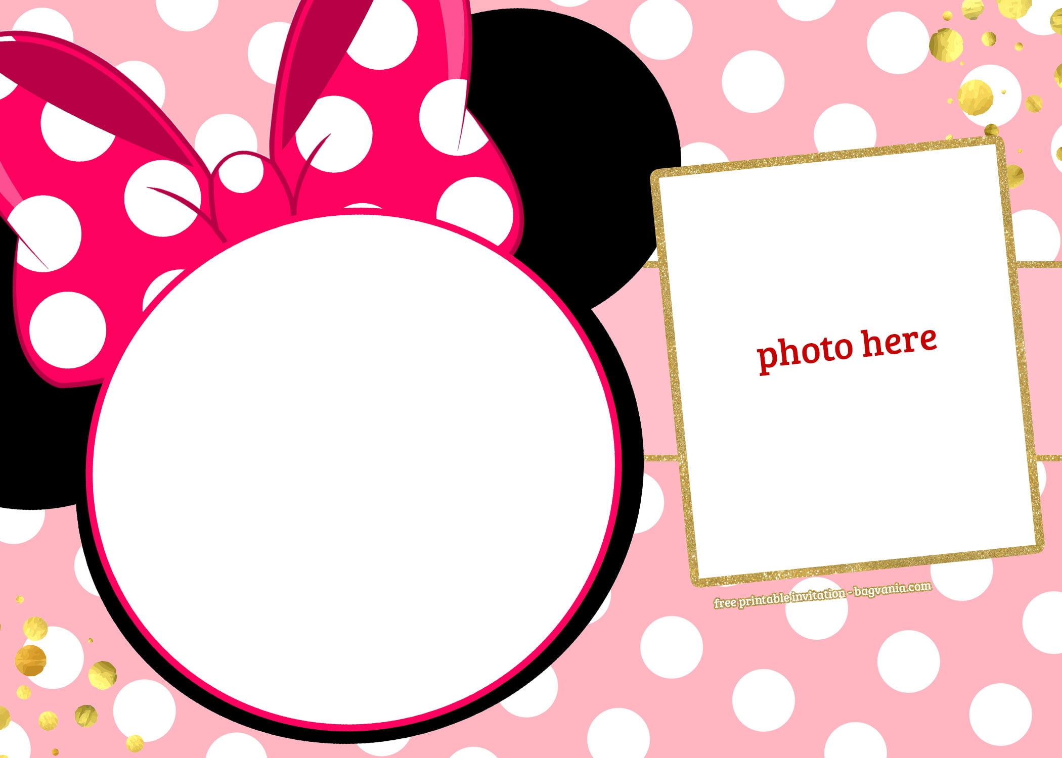 FREE Polka Dot Minnie Mouse Invitation Template FREE Printable 