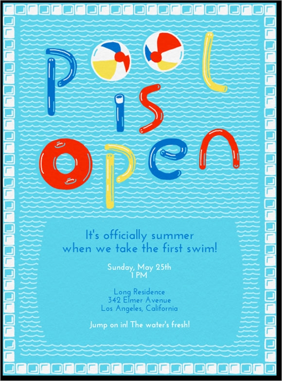 pool party invitation templates free download