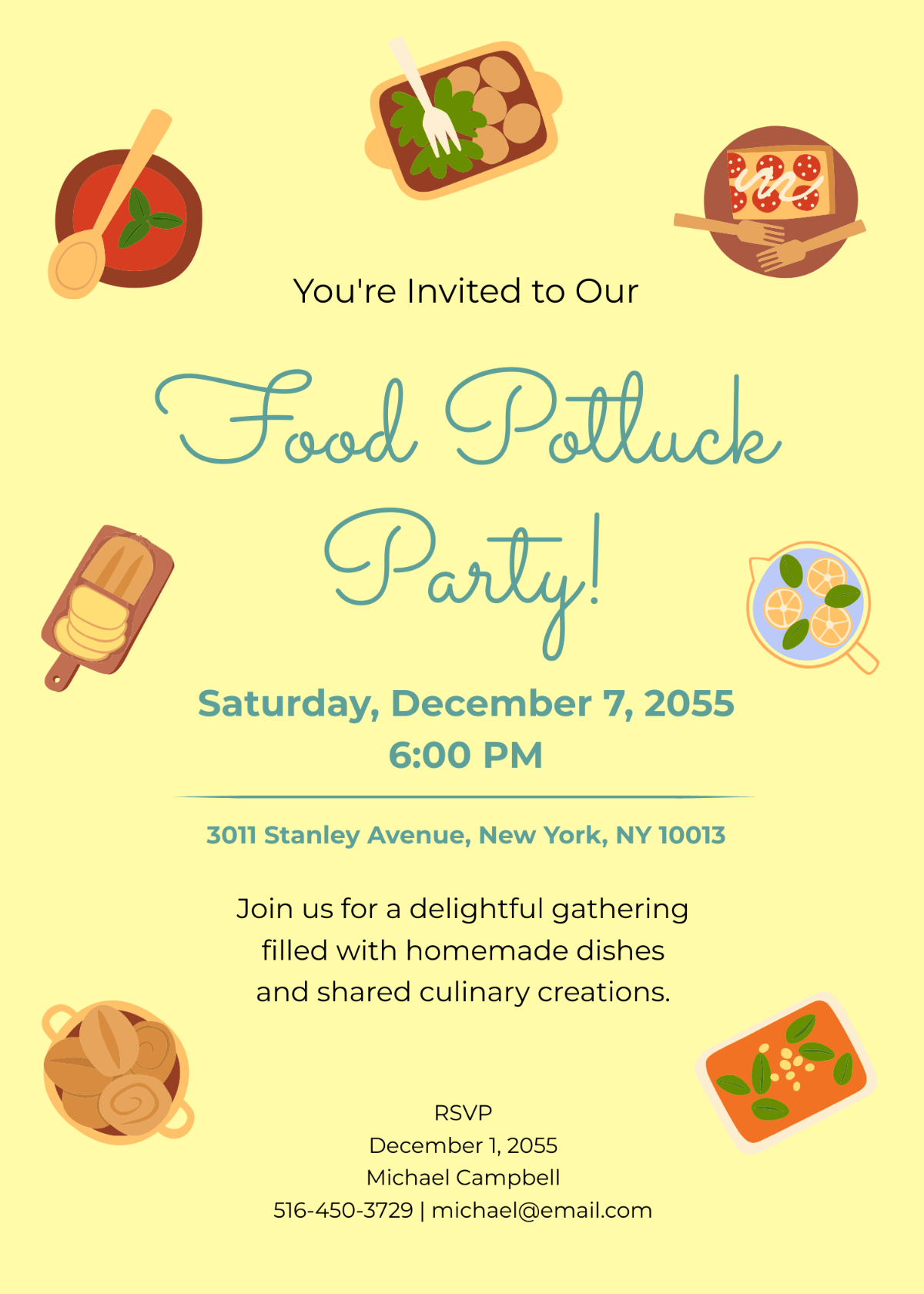 potluck party invitation template