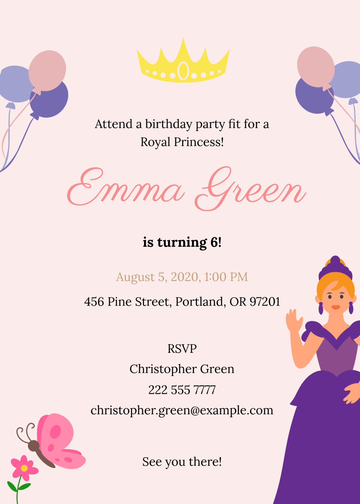 Free Princess Birthday Party Invitation Template To Edit Online