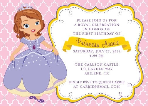 Free Princess Sofia Invitation Template