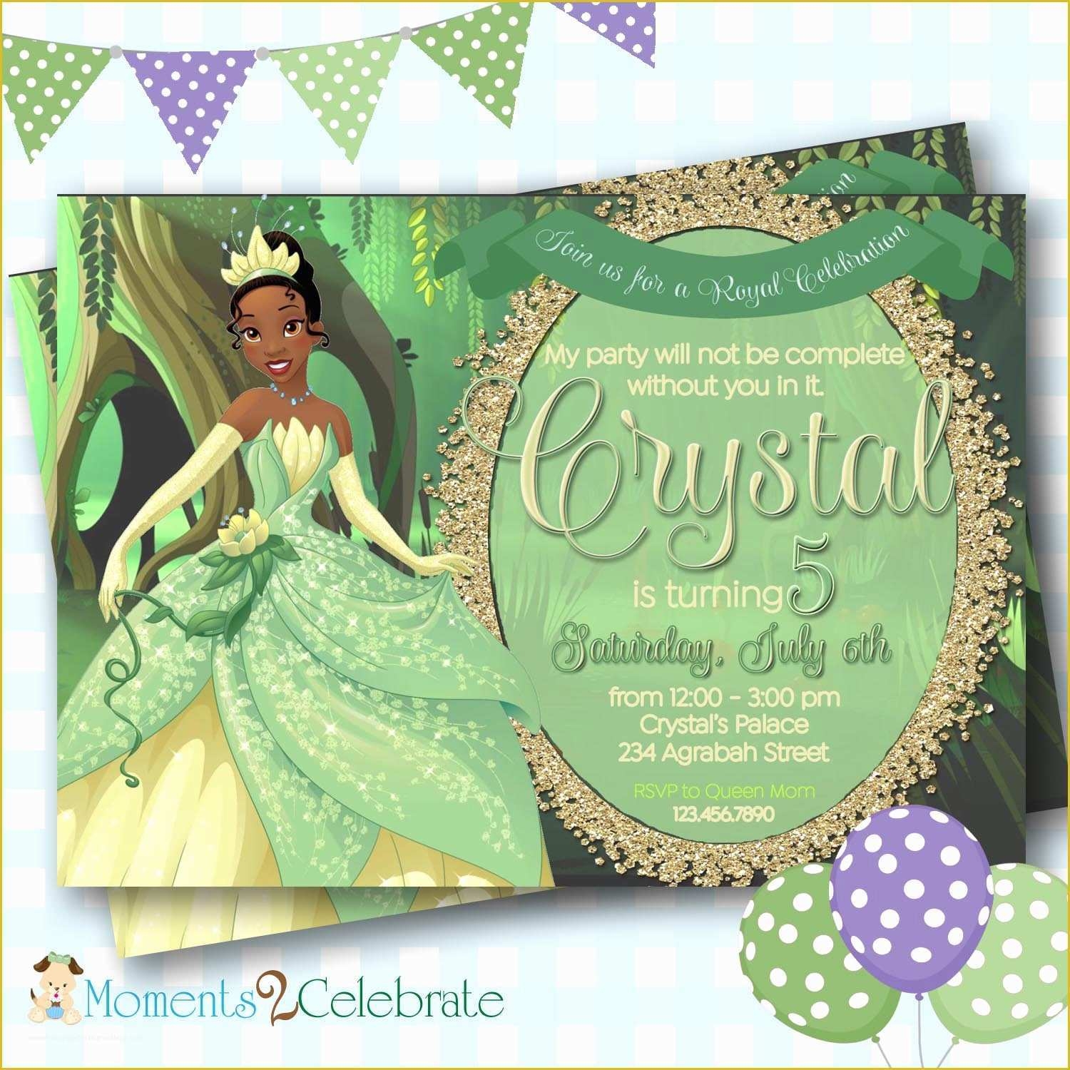 princess tiana invitation template