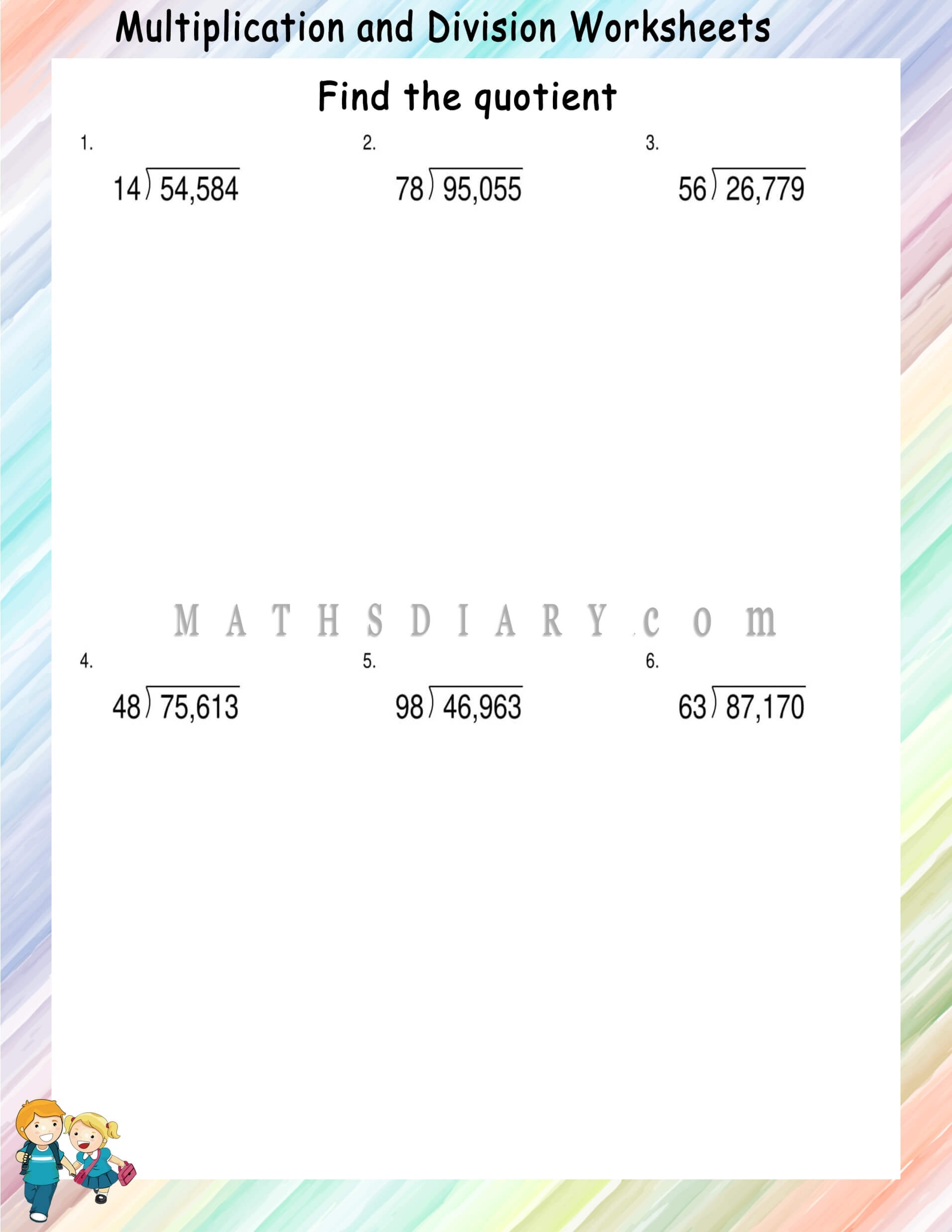 two digit division worksheets
