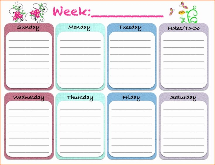 Free Printable 7 Day Weekly Schedule Template Printable Templates