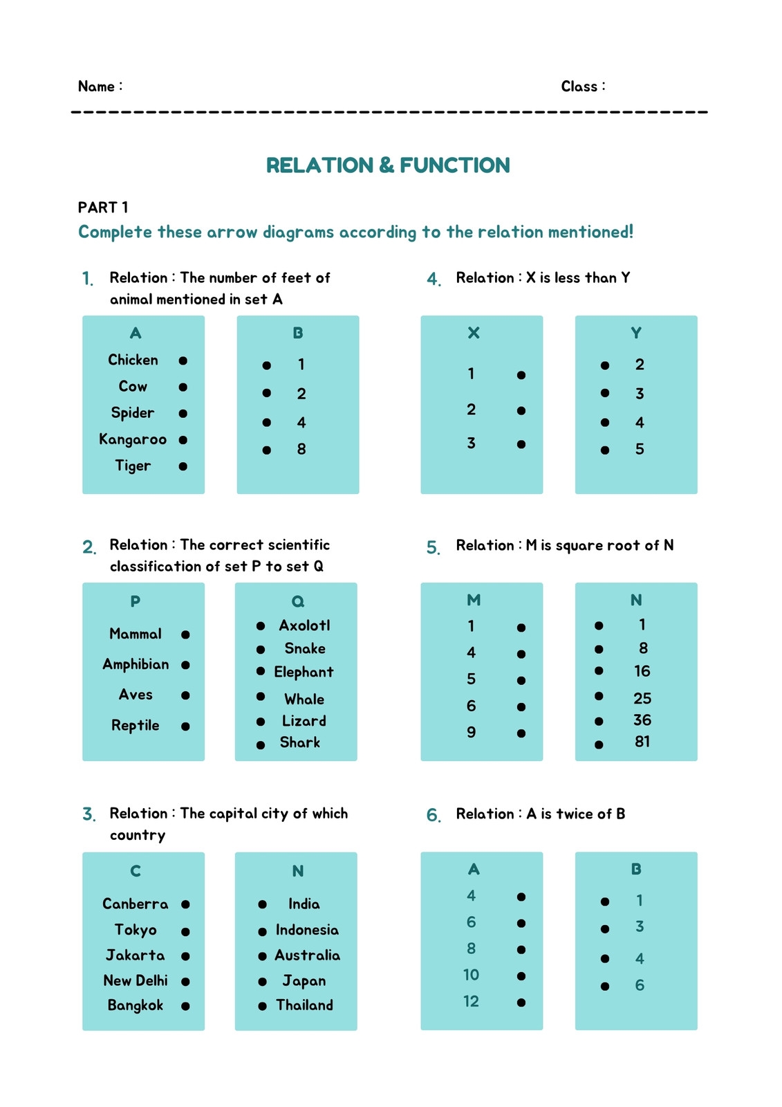 8th grade math worksheet
