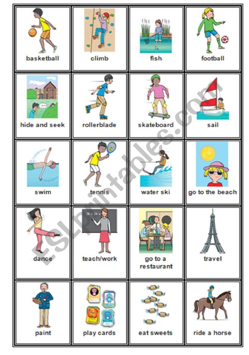 action singing cards printable