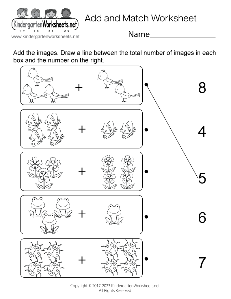 addition kindergarten worksheet