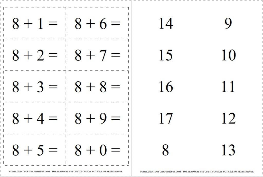 Free Printable Addition And Subtraction Flash Cards