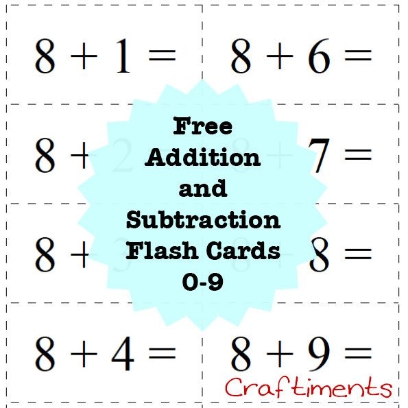 Free Printable Addition And Subtraction Flash Cards