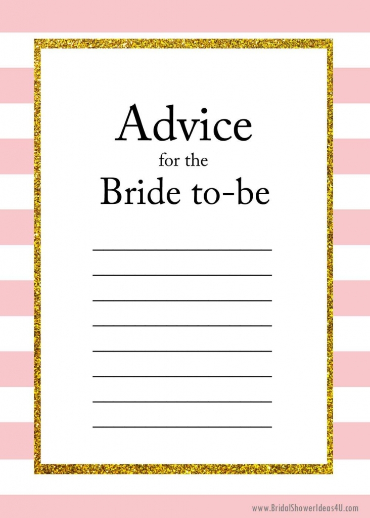 Free Printable Advice For The Bride To Be Cards Friendship Free