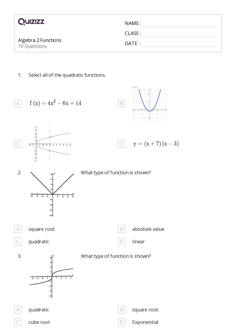 Free Printable Algebra 2 Review Worksheet Worksheets Library